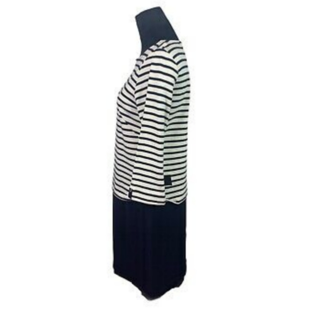 ZARA BASIC COLLECTION NAVY AND IVORY STRIPED SHIFT DRESS - Picture 11 of 13